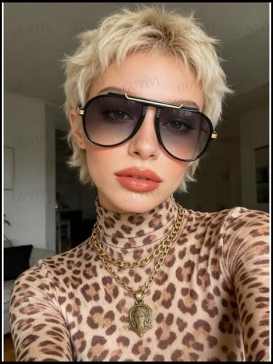 Oversized Aviator Sunglasses Retro Gold Metal Frame UV400 Protection main image 7